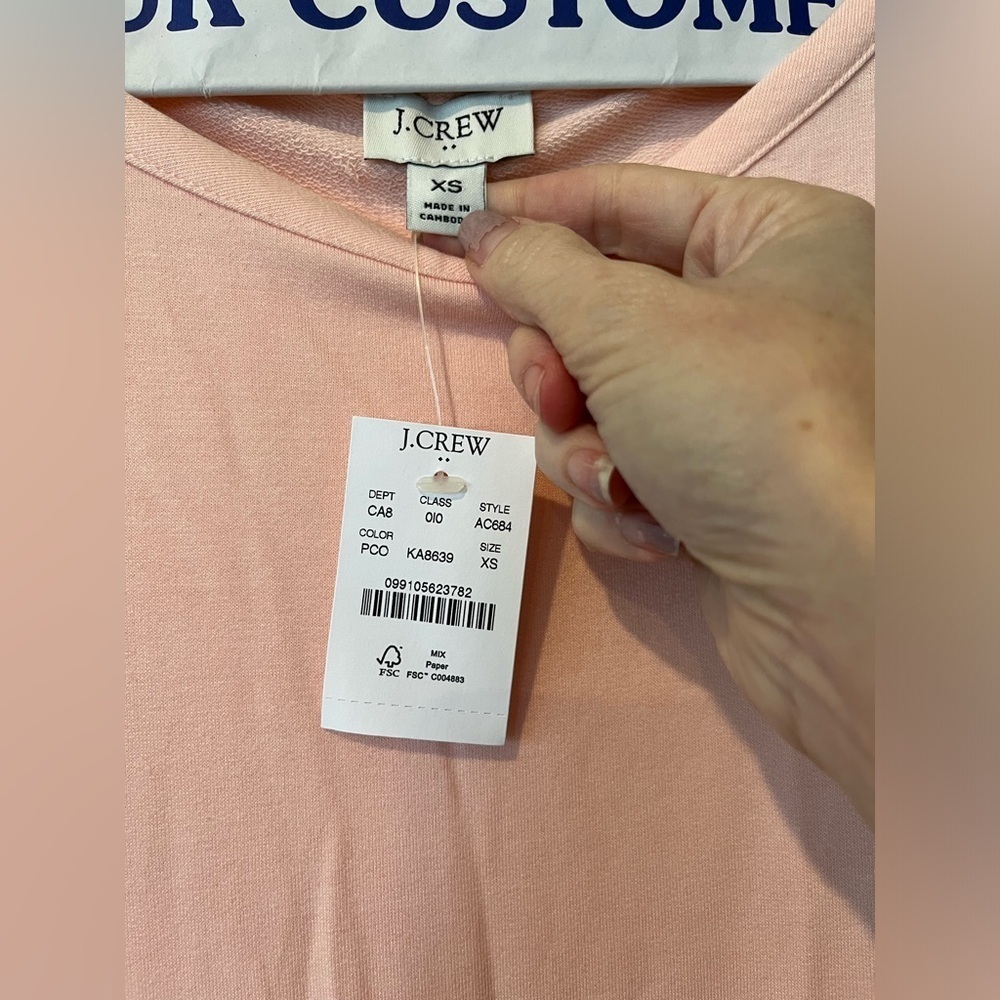 J Crew XS super soft long sleeve t shirt with ruffle bottom, NWT - Picture 3 of 6